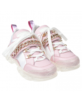 Розовые кроссовки с цепочкой Monnalisa Розовый, арт. 8CA022 1723 9073 | Фото 1