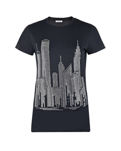 Черная футболка с декором &quot;небоскребы&quot; Parosh | Фото 1