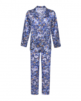 Шелковая пижама с принтом &quot;Фиалки&quot; Primrose Синий, арт. EW.001RB.S101 | Фото 1