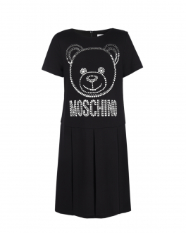 Черное платье с медвежонком из страз Moschino Черный, арт. HDV0AQ LJA00 60100 | Фото 1
