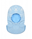 Голубая шапка-шлем с принтом "белые зайцы"