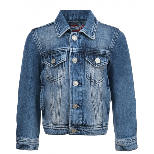 Синяя джинсовая куртка с лого на спине Diesel | Фото 1