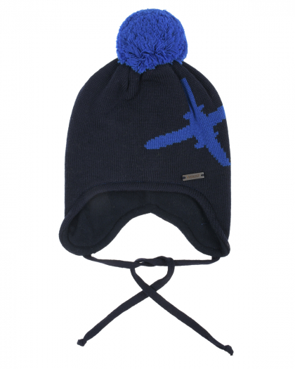 Синяя шапка с шерстяным помпоном Il Trenino | Фото 1