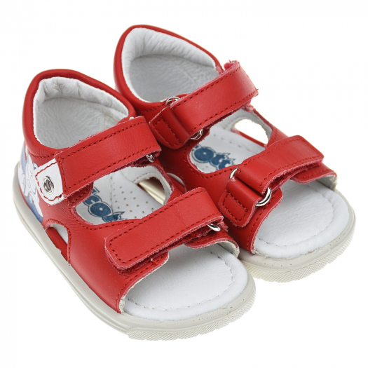 Красные сандалии с принтом &quot;мотороллер&quot; Falcotto | Фото 1