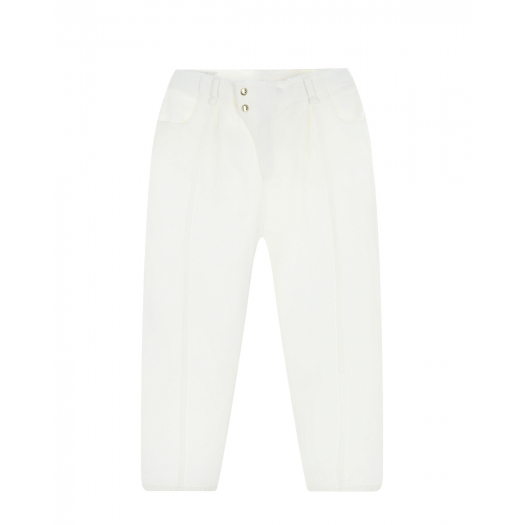 Белые брюки с асимметричной застежкой  | Фото 1