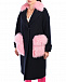 Темно-синее пальто с розовыми карманами из меха Blancha | Фото 11