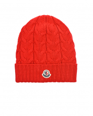 Красная шапка из шерсти с отворотом