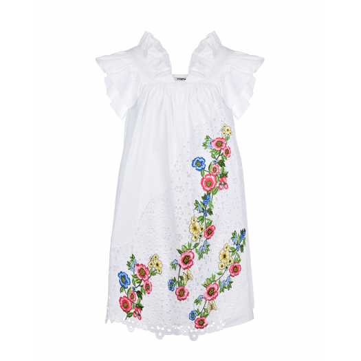 Белое платье с цветочной вышивкой Vivetta | Фото 1