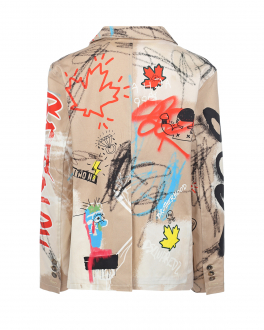 Бежевый пиджак с принтом &quot;граффити&quot; Dsquared2 Бежевый, арт. DQ0769 D0050 DQ707 | Фото 2