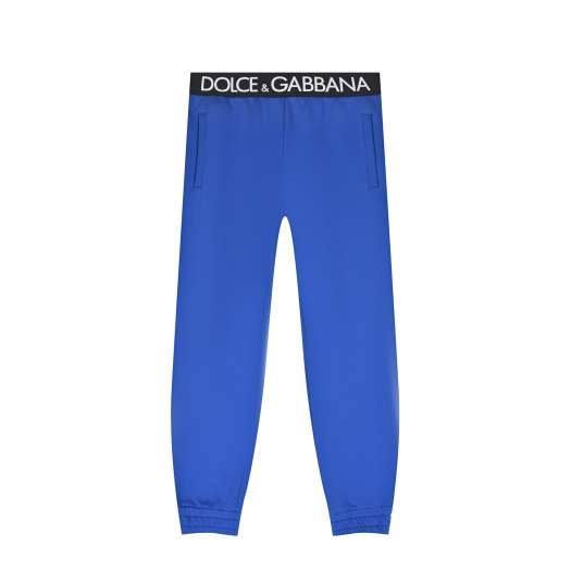Синие спортивные брюки с черной резинкой Dolce&Gabbana | Фото 1
