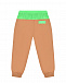 Коричневые спортивные брюки с зеленой отделкой Fendi | Фото 3
