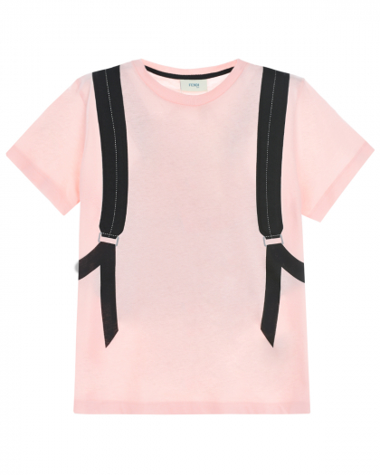Розовая футболка с принтом &quot;Рюкзак&quot; Fendi | Фото 1
