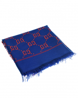 Синий платок с логотипом, 90x90 см GUCCI Синий, арт. 574742 4K721 4200 | Фото 1