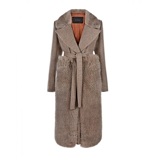 Шерстяное пальто с меховой отделкой на подоле Blancha | Фото 1