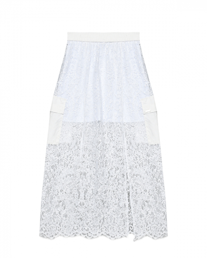 Кружевная юбка с накладными карманами Monnalisa | Фото 1