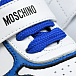 Кеды с мишкой на липучке со шнуровкой, синие Moschino | Фото 6