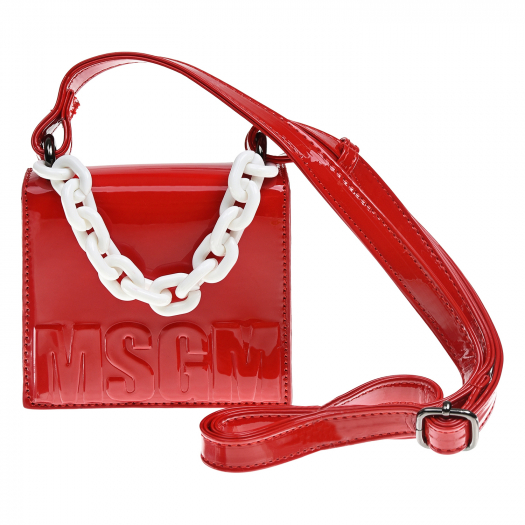 Красная сумка с белой цепочкой, 10x12x3 см MSGM | Фото 1