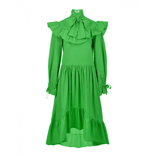 Зеленое платье с воланами MSGM | Фото 1