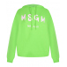 Зеленая толстовка-худи с белым лого MSGM | Фото 1