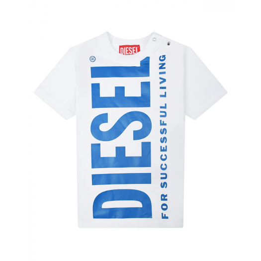 Белая футболка с синим лого Diesel | Фото 1