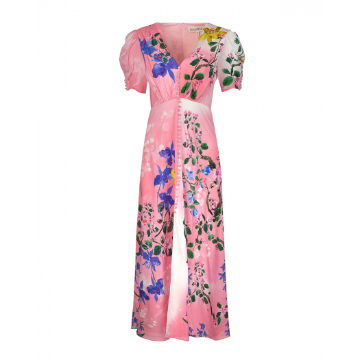 Розовое платье с принтом &quot;орхидеи&quot; Saloni | Фото 1