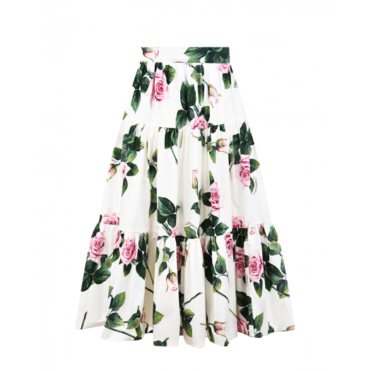 Белая юбка с принтом &quot;розы&quot; Dolce&Gabbana | Фото 1