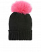 Черная шапка с розовым помпоном Regina | Фото 2