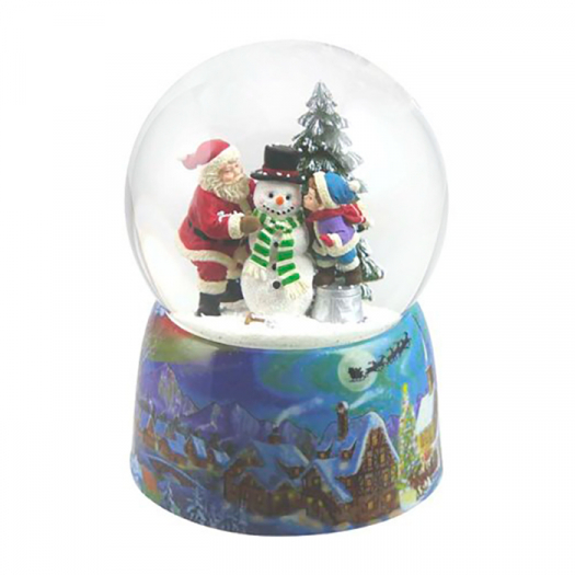 Шар &quot;Санта со снеговиком и ребенком в лесу &quot; Musicboxworld | Фото 1