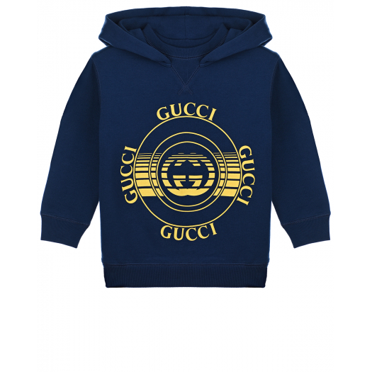 Темно-синяя толстовка с логотипом &quot;GG&quot; GUCCI | Фото 1