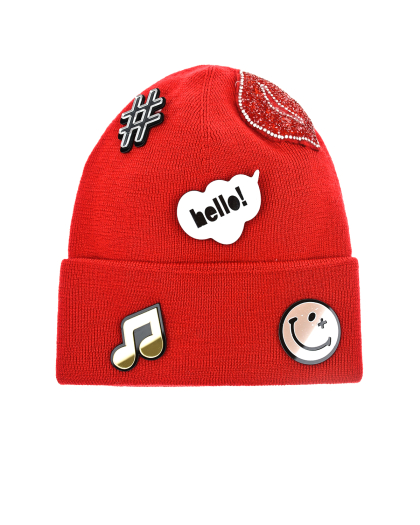 Красная шапка из шерсти с аппликациями Regina | Фото 1