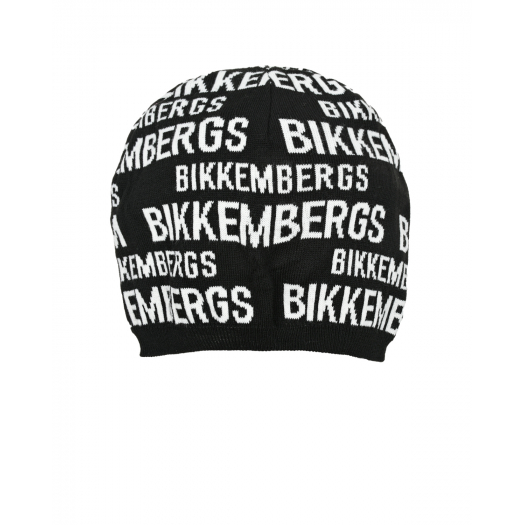 Черная шапка со сплошным белым лого Bikkembergs | Фото 1