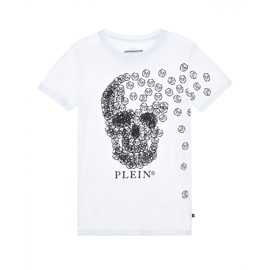 Белая футболка с принтом &quot;череп&quot; Philipp Plein | Фото 1