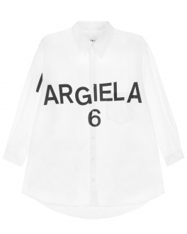 Белая рубашка с крупным черным логотипом MM6 Maison Margiela Белый, арт. M60119 MM014 M6100 | Фото 1