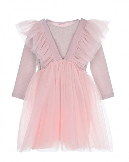 Нежно-розовое платье с юбкой из тюля IL Gufo | Фото 1