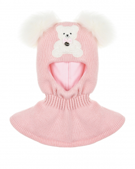 Розовая шапка-шлем с аппликацией &quot;медвежонок&quot; Chobi Розовый, арт. WH-21004 ROSE | Фото 2