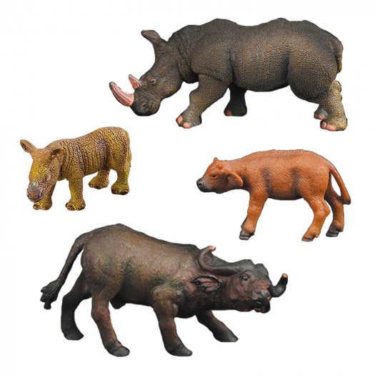 Набор фигурок &quot;Мир диких животных&quot;: Семья буйволов и семья носорогов, 4 предмета Masai Mara | Фото 1