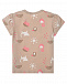 Бежевая футболка с принтом &quot;коты и лебеди&quot; Sanetta Kidswear | Фото 2