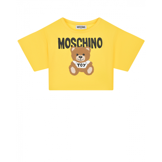 Желтая футболка с принтом &quot;медвежонок Toy&quot; Moschino | Фото 1