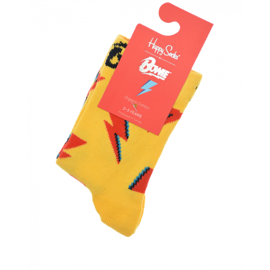Желтые носки с принтом &quot;молнии&quot; Happy Socks | Фото 1
