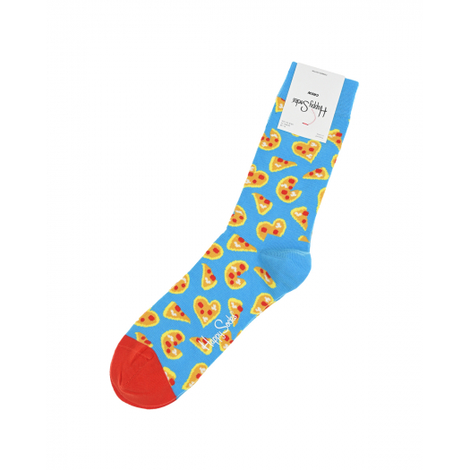 Голубые носки с принтом &quot;пицца&quot; Happy Socks | Фото 1