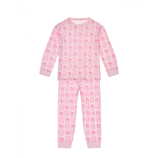 Розовая пижама с принтом &quot;медвежата&quot; Guess | Фото 1