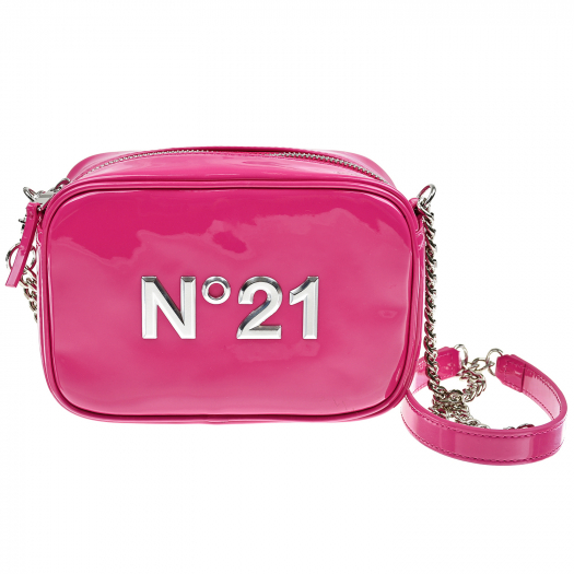 Розовая лаковая сумка с логотипом 19х12х7 см No. 21 | Фото 1