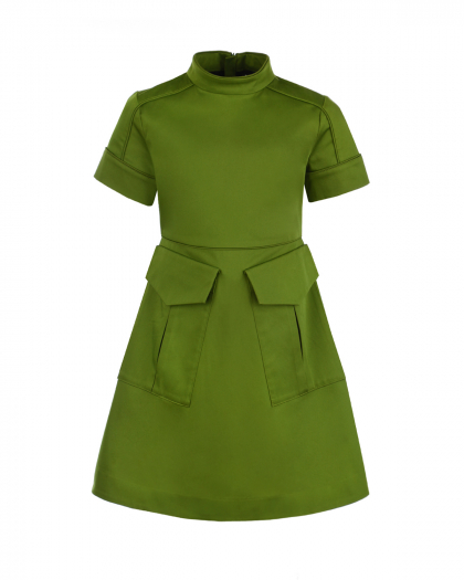 Зеленое платье с накадными карманами Burberry | Фото 1