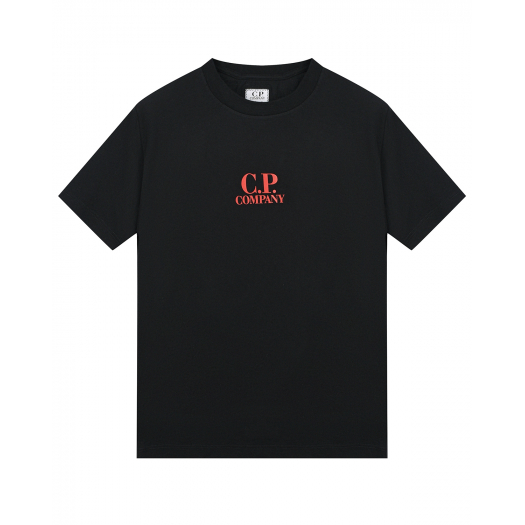 Черная футболка с оранжевым лого CP Company | Фото 1