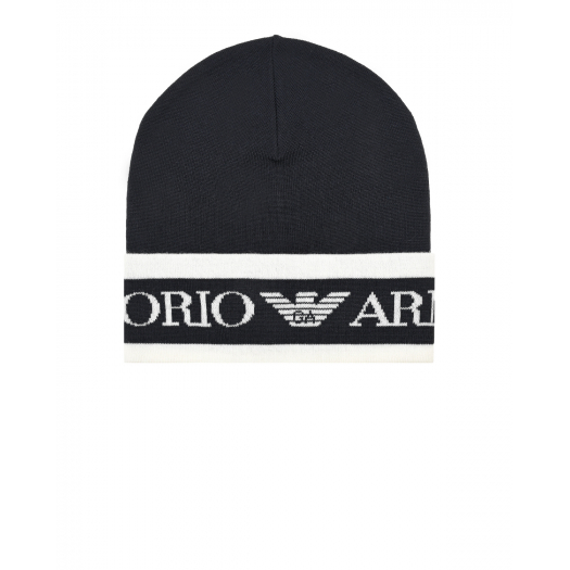 Темно-синяя шапка с лого Emporio Armani | Фото 1