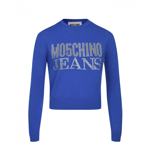 Синий джемпер с лого из стразов Mo5ch1no Jeans | Фото 1