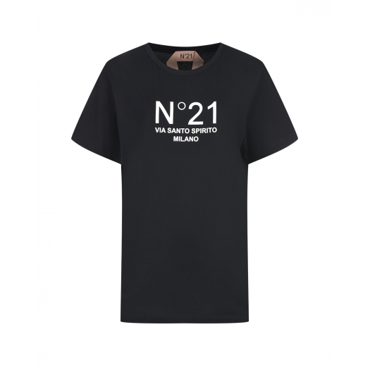Черная базовая футболка с логотипом No. 21 | Фото 1