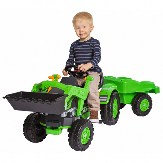 Детский педальный трактор погрузчик с прицепом  | Фото 1