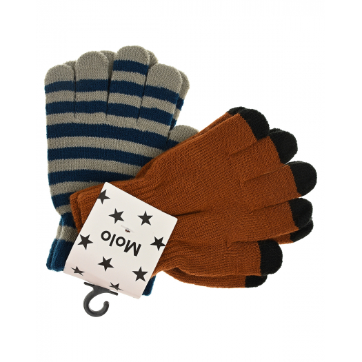 Перчатки, набор 2 шт, коричневый/серый Molo | Фото 1