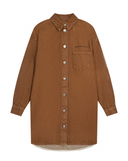 Удлиненная рубашка коричневого цвета MM6 Maison Margiela Коричневый, арт. M60177 MM092 M6702 | Фото 1